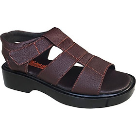 Giày sandal nam Trường Hải da bò thật mềm mại màu nâu đế PU nhẹ nhàng không trơn hình ảnh thật SD0474