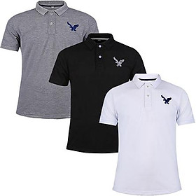 áo thun polo nam tay lỡ chính hãng dokafashion dáng thể thao nam cao cấp được thuê logo sắc xảo  sắc tông màu cơ bản -combo 3 áo xám trắng đen - DBM307