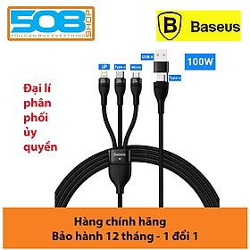 Mua Cáp sạc nhanh đa năng 3 đầu Baseus Flash Series II 3in1 Fast Charging Cable (USB-A+ Type C to Micro + L + Type C  100W) -Hàng chính hãng