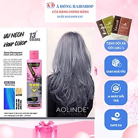 Kem nhuộm tóc Semi UV Neon Không Amoniac trên nền tóc tẩy Level 9 - Steel Gray Xám Chì 200ml + Gội xả gói Karseell 15ml