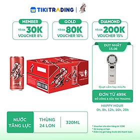 Thùng 24 Lon Nước Tăng Lực Sting Dâu (320ml/Lon)