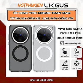 Ốp lưng nhám sạc nam châm từ tính magnetic cho Vivo X200 Pro / Vivo X200 Ultra hiệu Likgus TUAN MAG - Viền TPU đệm khí chống sốc, Viền nhô cao – Bảo vệ camera & màn hình, Chống bám vân tay - Hàng nhập khẩu - Màu trắng - Vivo X200 Ultra