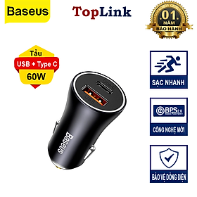Mua Tẩu Sạc Ô Tô Baseus Golden Contactor Max Dual Fast Charger Car Charger 60W - Hàng Chính Hãng