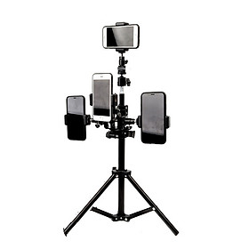 Mua Bộ Dụng Cụ Livestream 3in1 LT08 Có Đèn Led  Tích Hợp 4 Kẹp Điện Thoại Dùng Để Livestream Nhiều Máy - Hàng Nhập Khẩu
