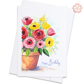 Thiệp Giấy Xoắn Nghệ Thuật - Thiệp Chậu Hoa Chúc Mừng Sinh Nhật - Happy Birthday Flower Pot Card - Happy Birthday - Việt Net - VN2NN111031E1 - 11.5 x 16.5