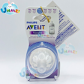 Núm ty Philips Avent ( Vỉ 2 núm ti ) mô phỏng tự nhiên Ty giả cho bé từ sơ sinh chống sặc, chống đầy hơi Tặng móc khóa xinh xắn thương hiệu Bamboo Life