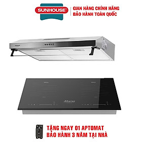 Mua Combo Bếp điện từ đôi Sunhouse mama MMB-88HL + Máy hút mùi Sunhouse SHB6118i  Hàng chính hãng - Bảo hành tại nhà