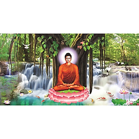 Tranh dán tường 3D phong thủy Đức Phật và cây bồ đề