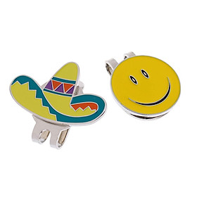 Smile Face + Straw Hat / / Magnetic Hat Clip Golf Ball Marker