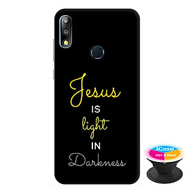 Ốp lưng điện thoại Asus Zenfone Max Pro M2 hình Jesus Is Light tặng kèm giá đỡ điện thoại iCase xinh xắn - Hàng chính hãng