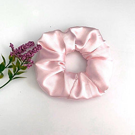Cột tóc vải scrunchies màu trơn bóng