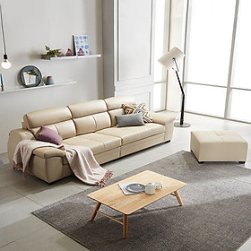 SF305 - GHẾ SOFA DA THẬT 4 CHỖ NGỒI KÈM ĐÔN