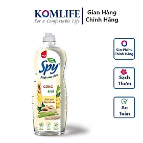 Nước rửa chén bát SPY hương Gừng Sả 380 ml thành phần thiên nhiên, an toàn, sạch nhanh dầu mỡ, mùi tan