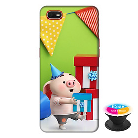 Ốp lưng điện thoại Oppo A1K hình Heo Con Tặng Quà tặng kèm giá đỡ điện thoại iCase xinh xắn - Hàng chính hãng