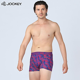 Quần Lót Nam Jockey Dáng Trunk Họa Tiết Thun Lạnh Kháng Khuẩn Xanh In Đỏ - J7387