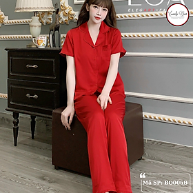 Bộ pijamas nữ áo cộc quần dài nhiều màu trơn chất lụa Xumaki Store BO006B