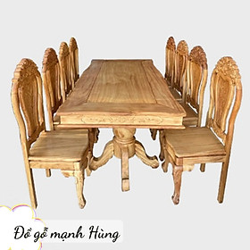 Bộ bàn ăn gỗ gõ đỏ 8 ghế kiểu dáng sang trọng, gỗ đỏ nguyên khối không pha tạp chất hàng loại 1 xưởng gỗ MẠNH HÙNG tự sản xuất