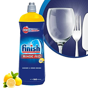 Nước làm bóng và khô chén, đĩa Finish Dishwasher Rinse Aid Shinier & Drier Dishes Lemon Sparkle 800ml QT004996 - hương chanh