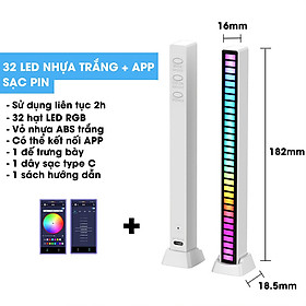 Thanh đèn LED RGB nháy theo nhạc có kết nối app điều khiển có pin sạc, Đèn TikTok trang trí decor 16 triệu màu cảm ứng âm thanh siêu nhạy