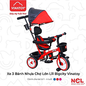 Xe 3 Bánh Nhựa Chợ Lớn L11 Big City Có mái che - M1853-X3B - Màu đỏ