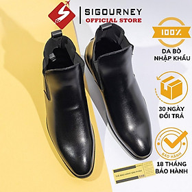 Hình ảnh Giày Chelsea Boots DA BÒ THẬT BOOTS-01 Đen Làm Từ Da Bò Nhập Khẩu Bảo Hành 18 Tháng