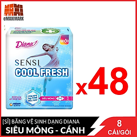 Nguyên thùng Băng vệ sinh Diana Sensi Cool Fresh siêu mỏng cánh 8 miếng