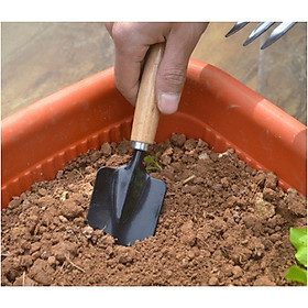 Xẻng làm vườn cầm tay cán gỗ nội địa Nhật Bản