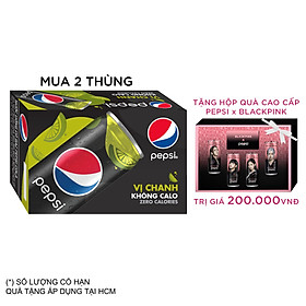 Thùng 24 Lon Nước Ngọt Có Gas Pepsi Vị Chanh Không Calo (330ml/Lon)