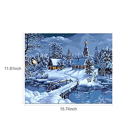 tranh sơn dầu thủ công tự làm Canvas 16 x 20 inch Mẫu phong cảnh mùa đông-Size