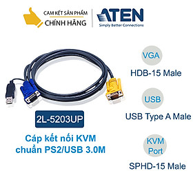Mua Cáp kết nối KVM Aten 2L-5203UP chuẩn USB  3m tích hợp chuyển đổi PS2/USB - Hàng chính hãng