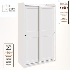 [Happy Home Furniture] RUNI, Tủ quần áo - 2 cánh cửa lùa,  118cm x 55cm x 199cm ( DxRxC), TCL_002