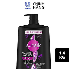 Dầu gội Sunsilk Óng Mượt Rạng Ngời 1.4kg giúp tóc chắc khoẻ, bóng mượt với Bồ Kết, dầu Hạnh Nhân, Protein Gạo Đen và Vitamin E