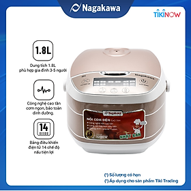 Nồi Cơm Điện Cao Tần Nagakawa NAG0102 (1.8 lít) - Gold Trắng - Hàng Chính Hãng