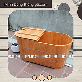 Thùng xông hơi gỗ thông  thùng gỗ xông hơi Có van xả nước inox, ghế gỗ ngồi bên trong