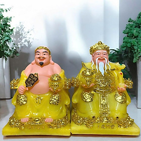 Bộ tượng Thần tài Phú Quý RỒNG VIỆT, tượng tài địa đá vàng thạch anh cao cấp cho mệnh thổ và kim