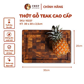 [Chính hãng] Thớt gỗ Teak Chef Studio hình chữ nhật 20x30x2,5cm - MSP 10227. Dùng cắt, thái, khay trưng bày thực phẩm.