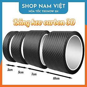 Băng Keo Carbon 3D Nhám Trang Trí Ô tô, Decal Dán Xe Chống Trầy Xước - Đen, 3cm x 5 mét