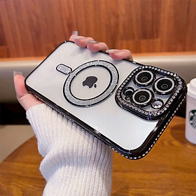 Mua Ốp hỗ trợ sạc từ tính kim tuyến đính đá bảo vệ camera dành cho ip 16 - Hàng nhập khẩu