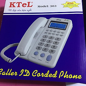 Mua  BH 1 năm  Điện thoại bàn cố định có đây chuông to bàn phím to KTEL 303 màu xanh/đỏ đô/ trắng