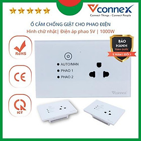 Ổ cắm máy bơm chống giật an toàn, chuyển nguồn cho van phao điện thông minh Vconnex