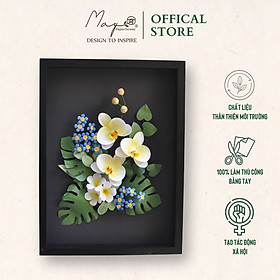 Tranh hoa giấy handmade trang trí cao cấp TROPICAL garden 30x40cm - Maypaperflower Hoa giấy nghệ thuật