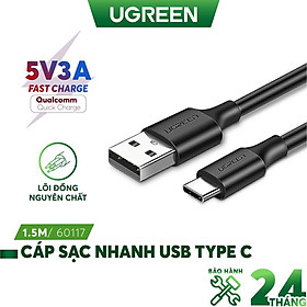Mua Cáp sạc nhanh UGREEN US287 USB 2.0 sang USB Type-C  điện áp 3A  độ dài từ 0.25m đến 2m  - Hàng chính hãng