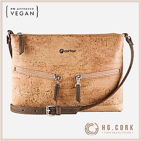 Túi Đeo Chéo Nữ Cao Cấp Phối Khóa - SMALL CROSSBODY PURSE - HGcork Corkor CK159 - Vật liệu da cork thực vật thuần chay - Sản phẩm Handmade, Sản xuất tại Bồ Đào Nha