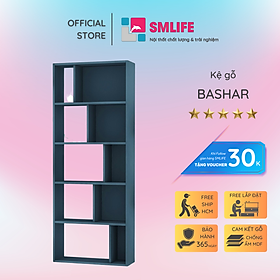 Kệ sách gỗ hiện đại SMLIFE Bashar  | Gỗ MDF dày 17mm chống ẩm | D65xR23xC165cm - Màu