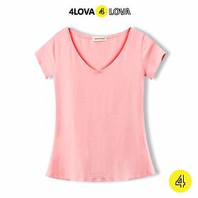 Áo thun trơn nữ 4LOVA cộc tay chất vải cotton cao cấp mềm mát, kiểu dáng cổ tròn và cổ tim