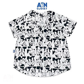 Áo Sơ mi ngắn tay unisex cho bé họa tiết Mickey Mouse cotton