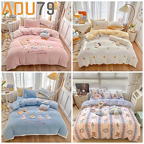 Bộ Ga Giường Và Vỏ Gối Cotton Korea ADU79 Bedding Đủ Kích Thước Trải Nệm 1m4, 1m6, 1m8 Chưa Gồm Chăn0