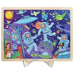 Mideer Puzzle Space Adventure Bộ xếp hình gỗ 100 miếng chủ đề Khám phá không gian
