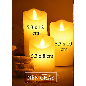 Mua Bộ 3 cây nến điện tử chạy pin nến led giả sáp chảy đèn cầy lắc lư lung linh