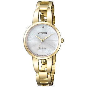 Đồng Hồ Nữ Citizen Đính Kim Cương Dây Thép Không Gỉ EM0432-80Y - Mặt Xà Cừ (Sapphire)